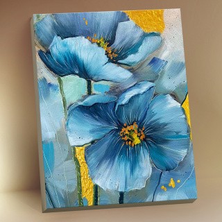 Картина по номерам с поталью «Голубые цветы»