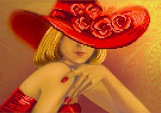 Рисунок на шелке «Дама в красном»