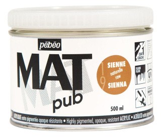 Краска акриловая PEBEO экстра матовая Mat Pub №1, сиена натуральная, 500 мл
