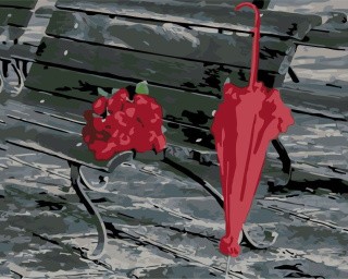 Картина по номерам «Зонт и букет цветов»