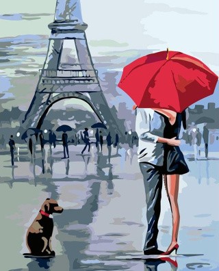 Картина по номерам «Под красным зонтом»