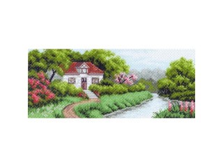 Рисунок на канве «Домик в саду»