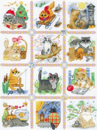 Набор для вышивания «Кошачий календарь»