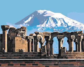 Картина по номерам «Армения: храм Звартноц и вид на гору Арарат»