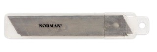 Сменные лезвия для канцелярских ножей в пластиковом корпусе, 18х100 мм, 10 шт., NORMAN
