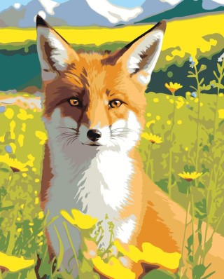 Картина по номерам «Рыжий лис в ромашках»