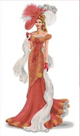 Рисунок на ткани «Дама с шарфом»