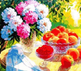 Алмазная вышивка «Пионы и яблоки» Алмазная вышивка «Пионы и яблоки»