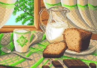 Рисунок на ткани «Деревенский завтрак»