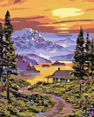 Картина по номерам «Закат в горах»