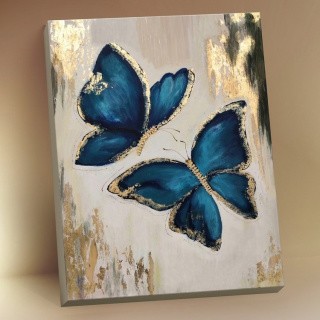 Картина по номерам с поталью «Синие бабочки»