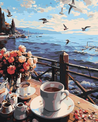 Картина по номерам «Море: Кофе на уютном берегу»
