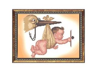 Рисунок на ткани «Аист и Малыш»