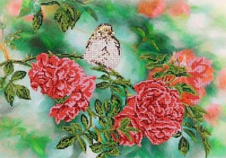 Рисунок на канве «На ветке розы»