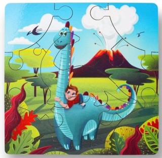 Детский деревянный пазл «Динозавр и мальчик»