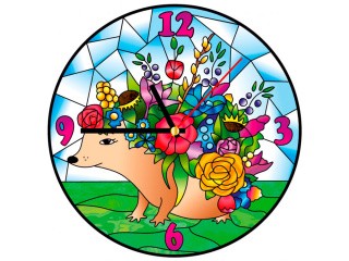 Витраж-раскраска «Часы. Цветочный еж»