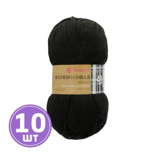 Пряжа Пехорка Мериносовая (002), черный, 10 шт. по 100 г Пряжа Пехорка Мериносовая (002), черный, 10 шт. по 100 г