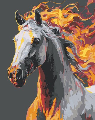 Картина по номерам Белая огненная лошадь Символ года