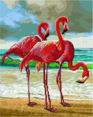 Алмазная картина-раскраска «Грация фламинго»