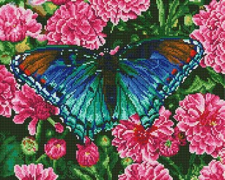 Алмазная вышивка «Бабочка и цветы»
