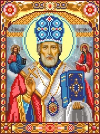 Рисунок на шелке «Святой Николай Чудотворец»