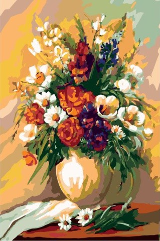 Картина по номерам «Ваза с разноцветными цветами»