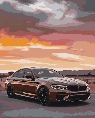Картина по номерам «Машина BMW на закате 40х50»