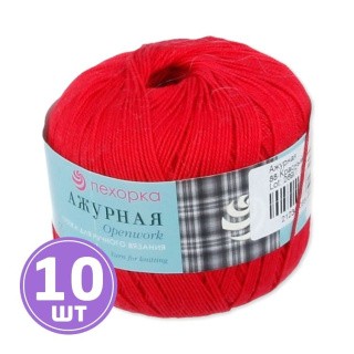 Пряжа Пехорка Ажурная (088), красный мак, 10 шт. по 50 г Пряжа Пехорка Ажурная (088), красный мак, 10 шт. по 50 г
