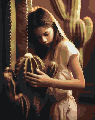 Картина по номерам «Девочка обнимает кактус»