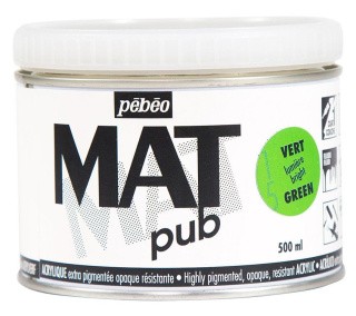 Краска акриловая PEBEO экстра матовая Mat Pub №1, светло-зеленый, 500 мл
