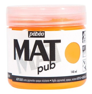 Краска акриловая Pebeo экстра матовая Mat Pub №3 (Оранжевый флуоресцентный), 140 мл
