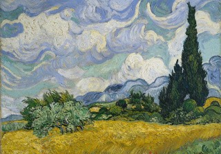 Пазлы «Мировые шедевры искусства. Пшеничное поле с кипарисами, Винсент ван Гог»