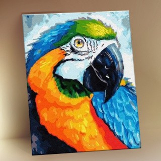 Картина по номерам с поталью «Попугай Ара»
