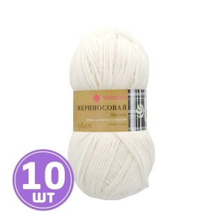 Пряжа Пехорка Мериносовая (001), белый, 10 шт. по 100 г Пряжа Пехорка Мериносовая (001), белый, 10 шт. по 100 г