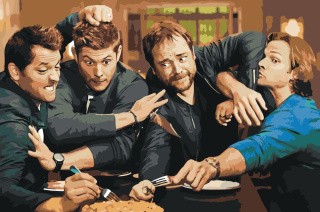 Картина по номерам «Сверхъестественное: Дин, Сэм, Кастиэль и Кроули»