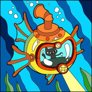 Картина по номерам «Кот-подводник»