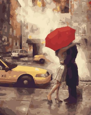 Картина по номерам «Счастье под красным зонтом»
