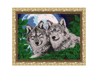 Рисунок на ткани «Волки лунной ночью»