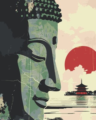 Картина по номерам «Религия буддизм: Будда арт, Япония»