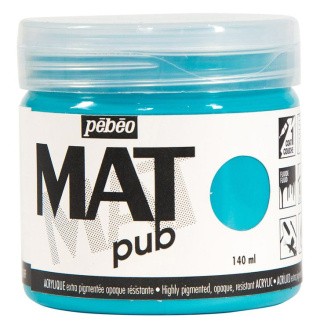 Краска акриловая PEBEO экстра матовая Mat Pub №1, бирюзовый, 140 мл