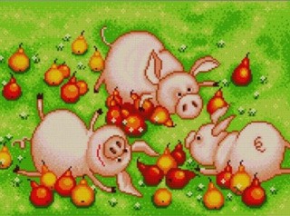 Рисунок на ткани «Свинки в грушах»