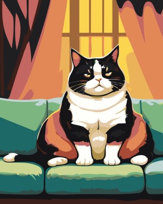Картина по номерам «Толстый кот на диване»