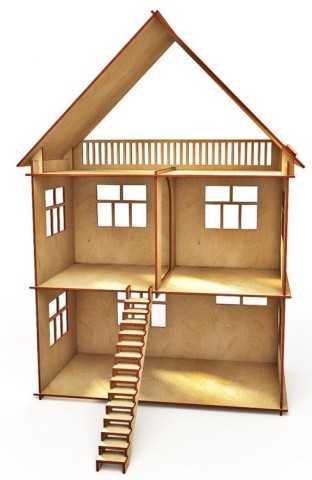 Конструктор-кукольный домик ХэппиДом «Коттедж» из дерева