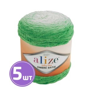 Пряжа ALIZE Softy Plus Ombre Batik (7287), ярко-зеленый, 5 шт. по 500 г