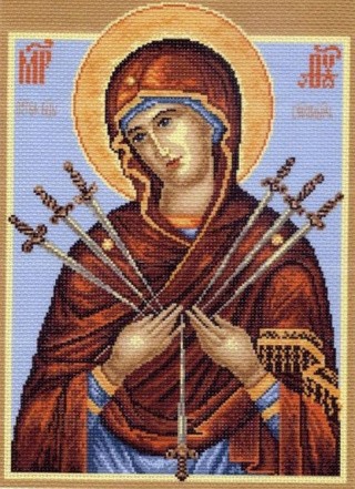 Рисунок на ткани «Икона Божией Матери Семистрельная»