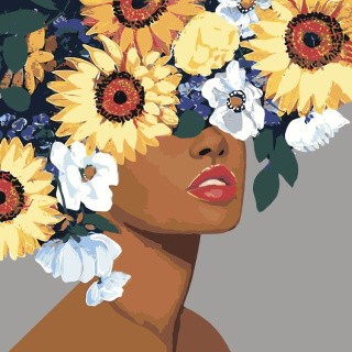 Картина по номерам «Девушка в садовых цветах»