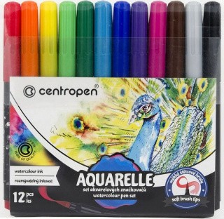 Маркеры-кисти акварельные CENTROPEN «Aquarelle», цвет: набор 12 цв