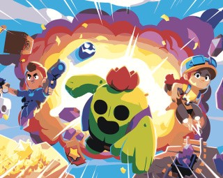 Картина по номерам «Brawl Stars Бравл Старс: Спайк, Джесси»