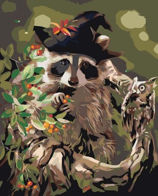 Картина по номерам «Енот в шляпе» Картина по номерам «Енот в шляпе»