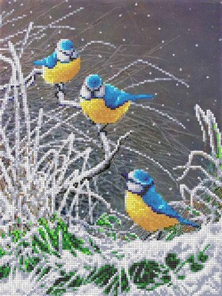 Рисунок на ткани «Синички на снегу»